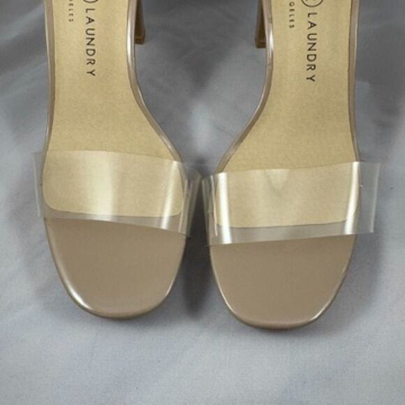 CHINESE LAUNDRY Size 6.5 Nude Ankle Strap Heels with Clear Toe Strap - Picture 4 of 9